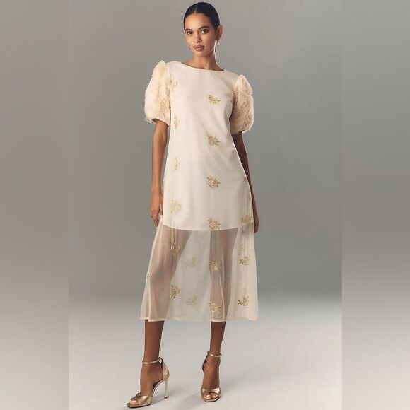 Anthropologie Dresses & Skirts - Anthropologie Let Me Be Floral Embroidered Midi Dress medium